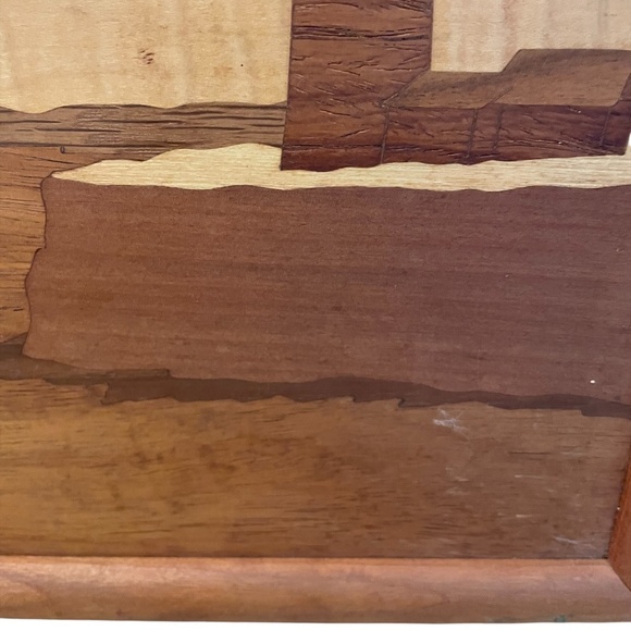 WOOD INLAY MARQUETRY LIGHTHOUSE - Picture 6 of 6